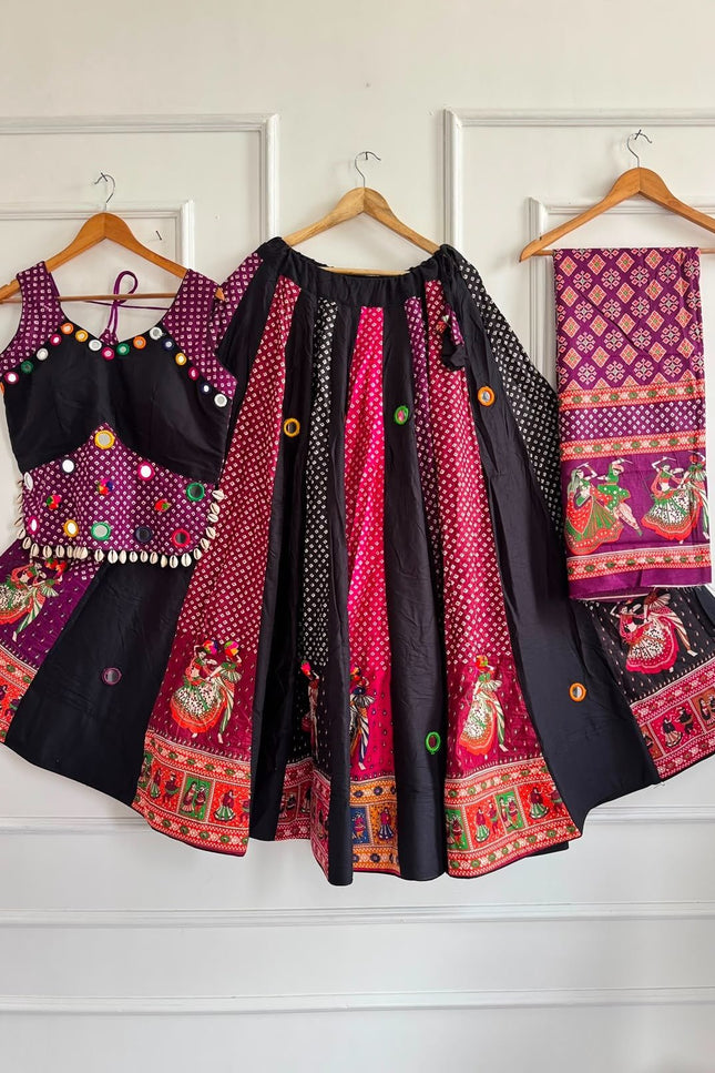 Ajrakh Cotton Mirror Work Chaniya Choli Set - Rosepetals Luxe