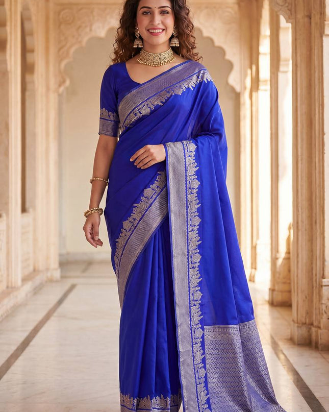 Alluring Organic Banarasi Lichi Silk Saree | Weddings, Festivals - Rosepetals Luxe