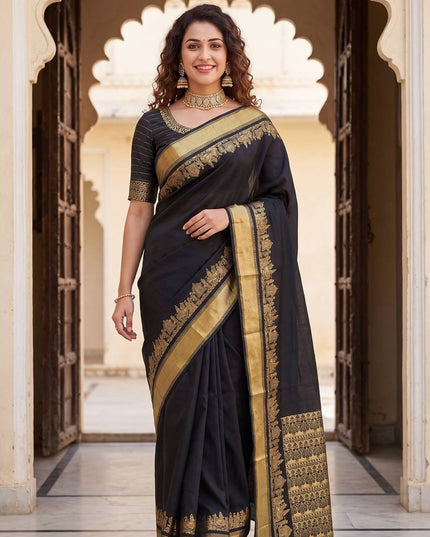 Alluring Organic Banarasi Lichi Silk Saree | Weddings, Festivals - Rosepetals Luxe