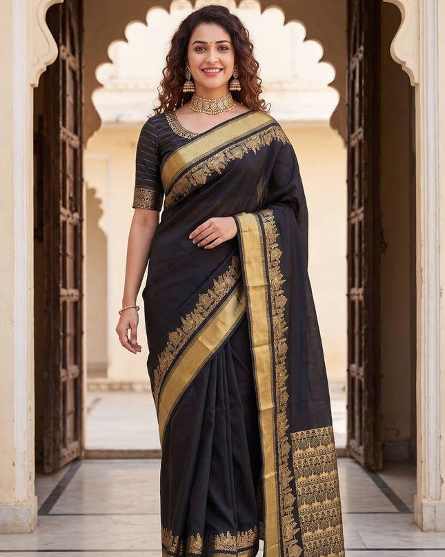 Alluring Organic Banarasi Lichi Silk Saree | Weddings, Festivals - Rosepetals Luxe