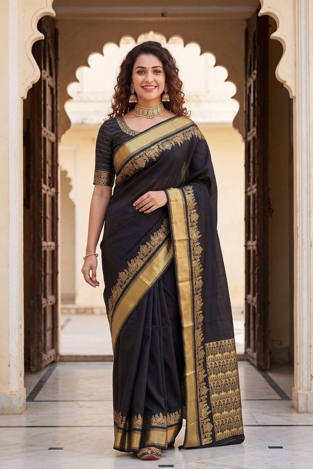 Alluring Organic Banarasi Lichi Silk Saree | Weddings, Festivals - Rosepetals Luxe