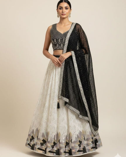 Amazing Georgette Crop - Top Style Lehenga | Perfect For Party Wear and Festive Occasions - Rosepetals Luxe
