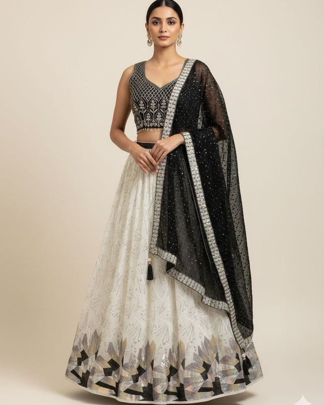 Amazing Georgette Crop - Top Style Lehenga | Perfect For Party Wear and Festive Occasions - Rosepetals Luxe