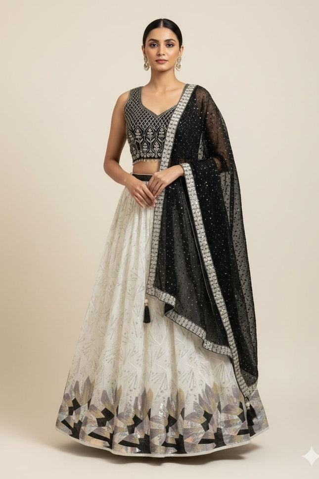 Amazing Georgette Crop - Top Style Lehenga | Perfect For Party Wear and Festive Occasions - Rosepetals Luxe