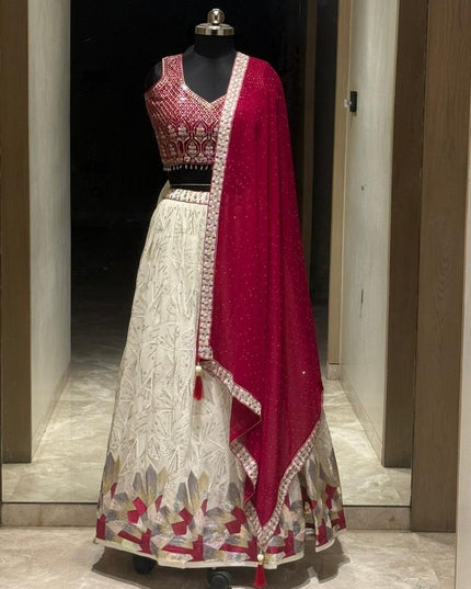 Amazing Georgette Crop - Top Style Lehenga | Perfect For Party Wear and Festive Occasions - Rosepetals Luxe