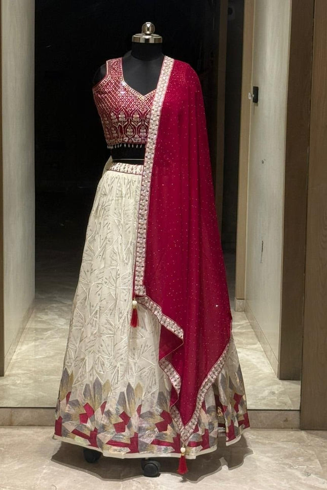Amazing Georgette Crop - Top Style Lehenga | Perfect For Party Wear and Festive Occasions - Rosepetals Luxe