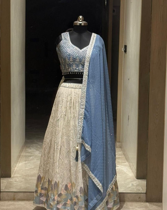 Amazing Georgette Crop - Top Style Lehenga | Perfect For Party Wear and Festive Occasions - Rosepetals Luxe