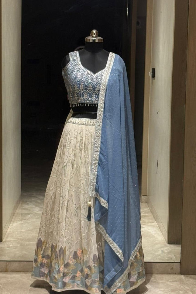 Amazing Georgette Crop - Top Style Lehenga | Perfect For Party Wear and Festive Occasions - Rosepetals Luxe