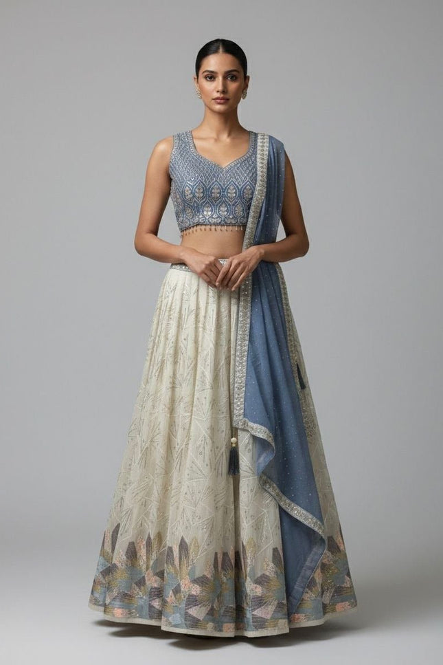 Amazing Georgette Crop - Top Style Lehenga | Perfect For Party Wear and Festive Occasions - Rosepetals Luxe