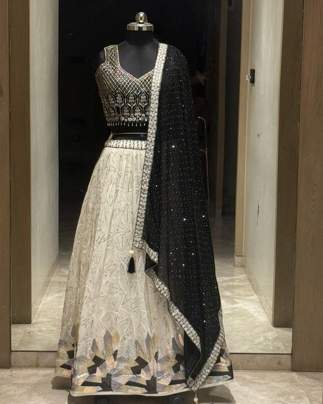 Amazing Georgette Crop - Top Style Lehenga | Perfect For Party Wear and Festive Occasions - Rosepetals Luxe