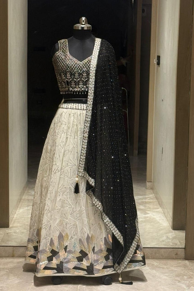 Amazing Georgette Crop - Top Style Lehenga | Perfect For Party Wear and Festive Occasions - Rosepetals Luxe