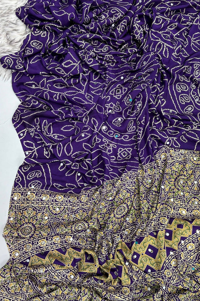 Arjakh Sartin Viscous Silk Saree | 1600 Mirror Work | Designer Blouse | Rosepetals Luxe - Rosepetals Luxe