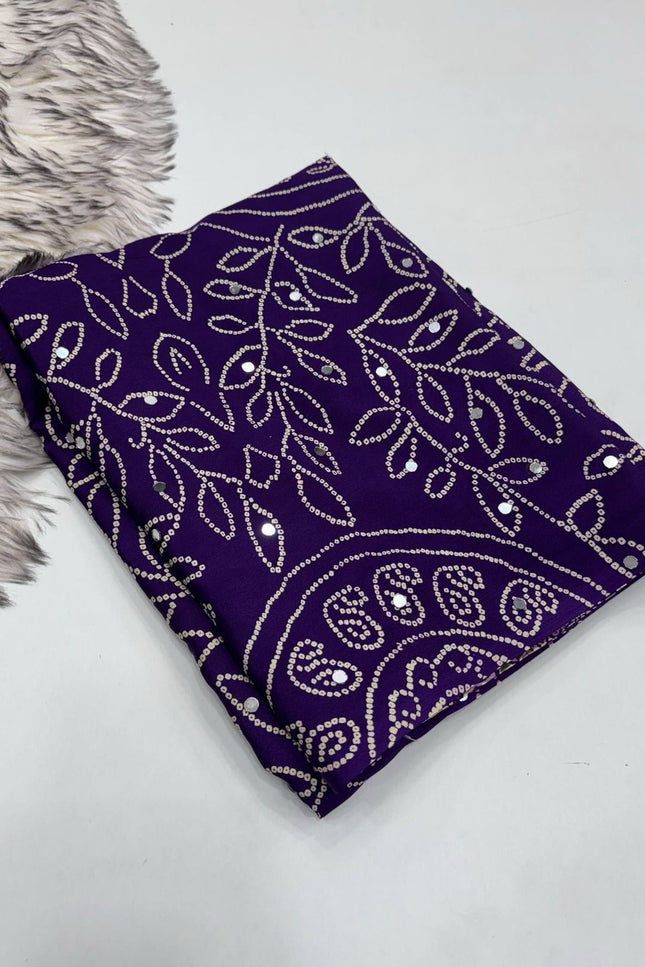 Arjakh Sartin Viscous Silk Saree | 1600 Mirror Work | Designer Blouse | Rosepetals Luxe - Rosepetals Luxe
