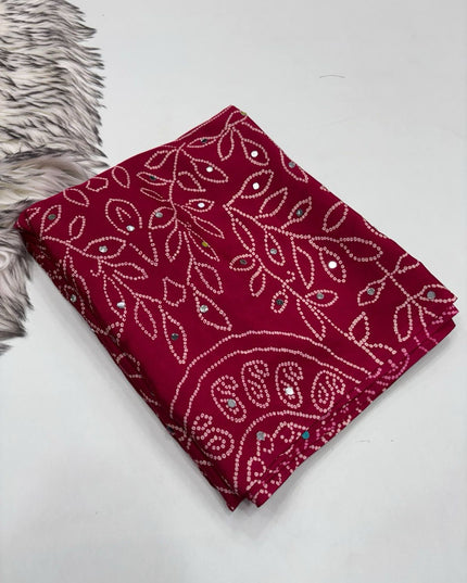 Arjakh Sartin Viscous Silk Saree | 1600 Mirror Work | Designer Blouse | Rosepetals Luxe - Rosepetals Luxe