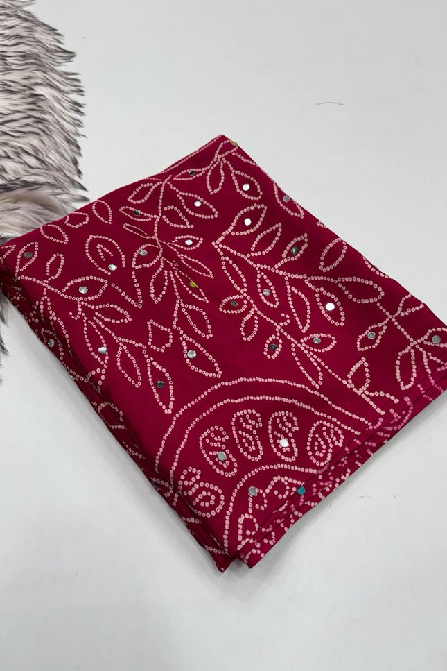 Arjakh Sartin Viscous Silk Saree | 1600 Mirror Work | Designer Blouse | Rosepetals Luxe - Rosepetals Luxe