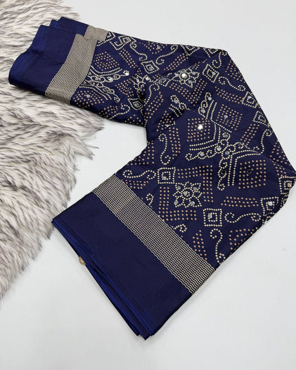 Arjakh Satin Viscose Saree | Rich Mirror Work Pallu | Designer Blouse - Rosepetals Luxe