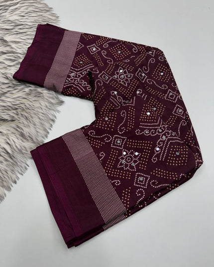 Arjakh Satin Viscose Saree | Rich Mirror Work Pallu | Designer Blouse - Rosepetals Luxe
