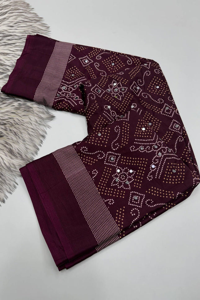 Arjakh Satin Viscose Saree | Rich Mirror Work Pallu | Designer Blouse - Rosepetals Luxe