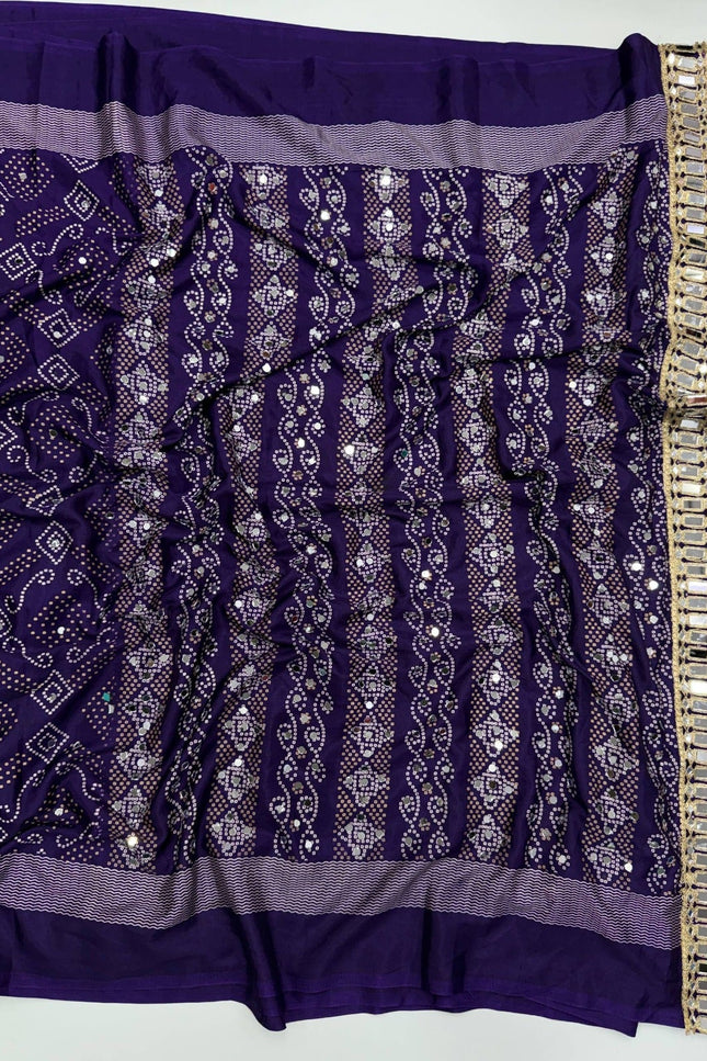 Arjakh Satin Viscose Saree | Rich Mirror Work Pallu | Designer Blouse - Rosepetals Luxe