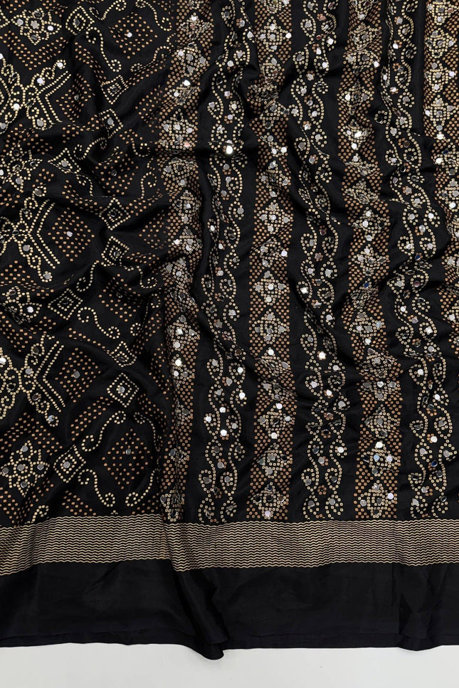 Arjakh Satin Viscose Saree | Rich Mirror Work Pallu | Designer Blouse - Rosepetals Luxe