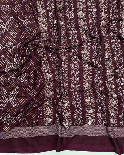 Arjakh Satin Viscose Saree | Rich Mirror Work Pallu | Designer Blouse - Rosepetals Luxe