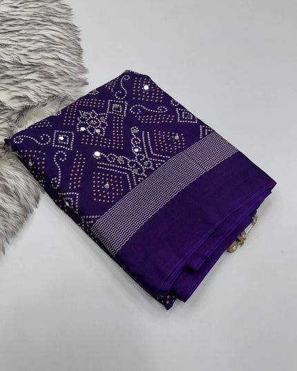Arjakh Satin Viscose Saree | Rich Mirror Work Pallu | Designer Blouse - Rosepetals Luxe