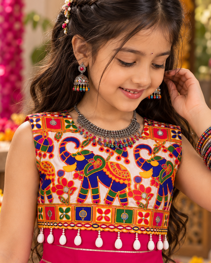 Girls Premium Roman Silk Mirror Work Navratri Chaniya Choli