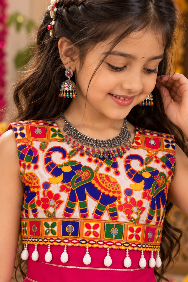 Girls Premium Roman Silk Mirror Work Navratri Chaniya Choli