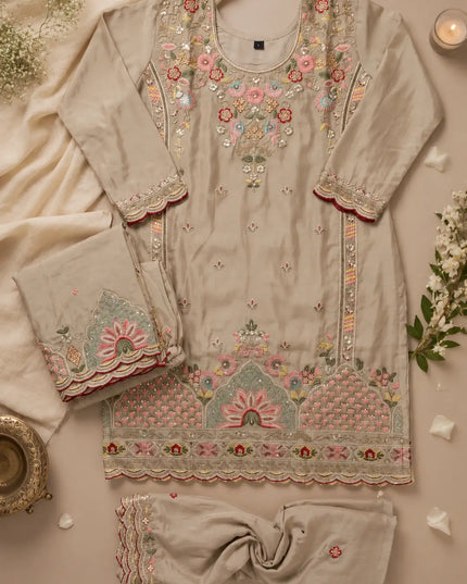 Premium Silk Embroidered Palazzo Suit Set with Handwork and Designer Dupatta