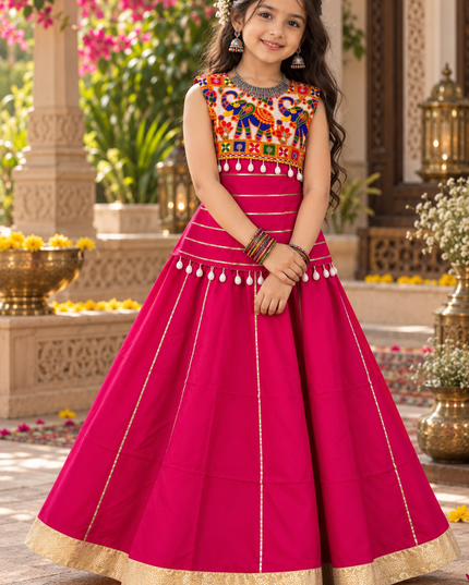 Girls Premium Roman Silk Mirror Work Navratri Chaniya Choli