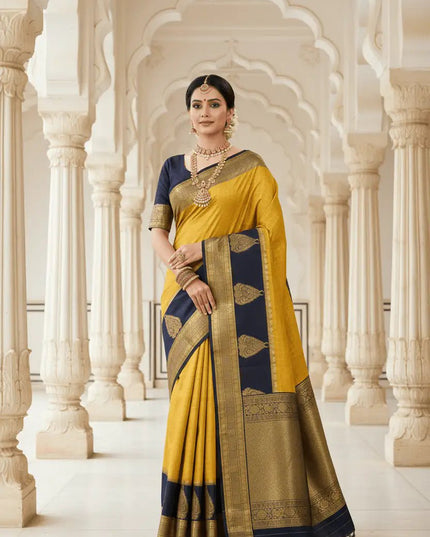 Banarasi Luxe Silk Saree with Blouse Piece | Wedding & Festive Wear Saree for Women - Rosepetals Luxe