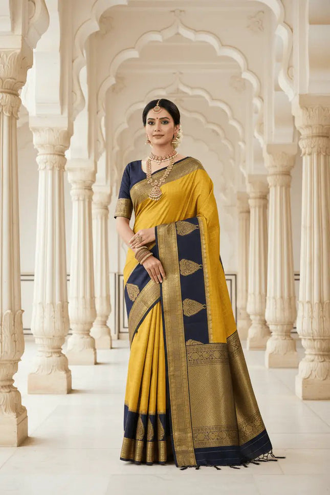Banarasi Luxe Silk Saree with Blouse Piece | Wedding & Festive Wear Saree for Women - Rosepetals Luxe