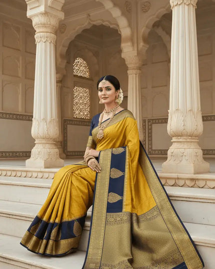 Banarasi Luxe Silk Saree with Blouse Piece | Wedding & Festive Wear Saree for Women - Rosepetals Luxe
