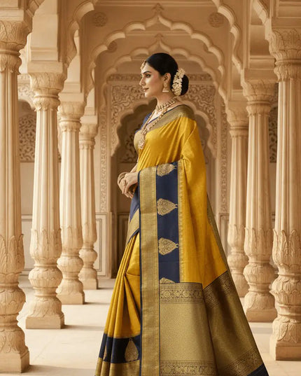 Banarasi Luxe Silk Saree with Blouse Piece | Wedding & Festive Wear Saree for Women - Rosepetals Luxe