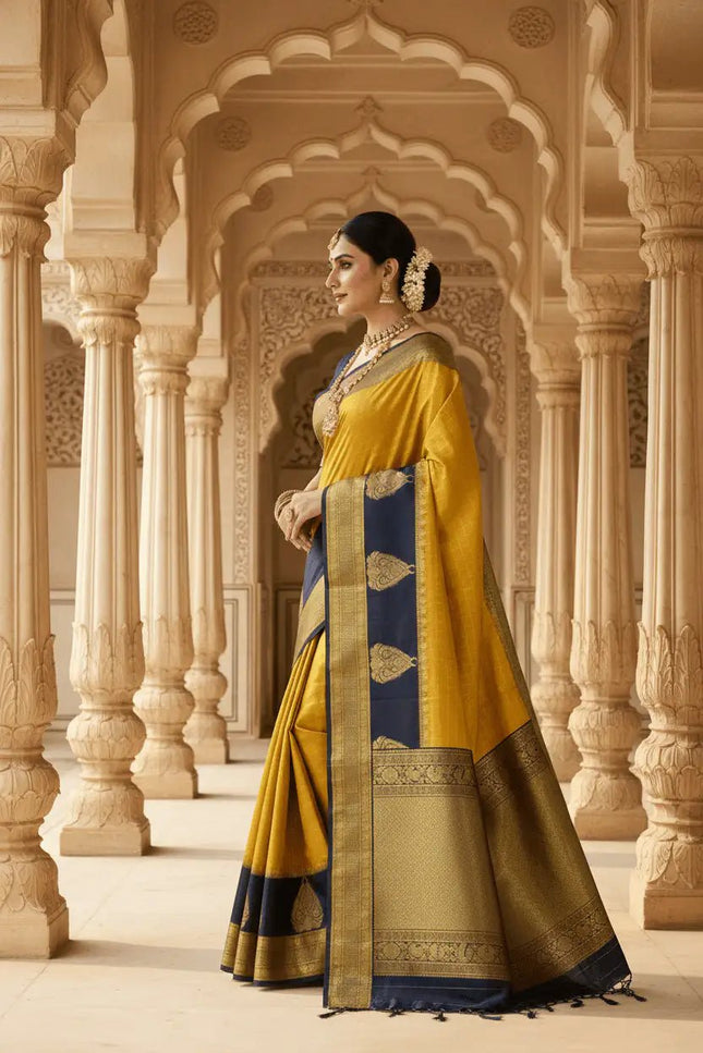 Banarasi Luxe Silk Saree with Blouse Piece | Wedding & Festive Wear Saree for Women - Rosepetals Luxe