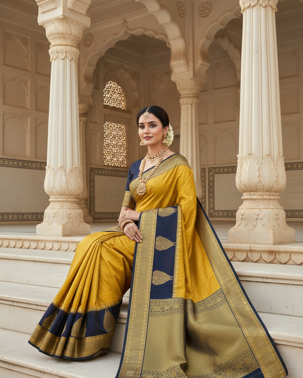 Banarasi Luxe Silk Saree with Blouse Piece | Traditional Wedding & Party Wear Saree for Women - Rosepetals Luxe