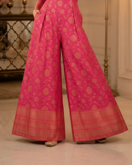 Banarasi Silk Jacquard Jumpsuit | Indo Western Festive & Party Wear - Rosepetals Luxe