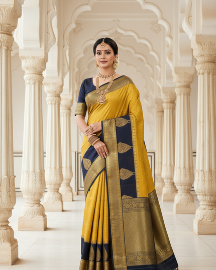 Banarasi Luxe Silk Saree with Blouse Piece | Traditional Wedding & Party Wear Saree for Women - Rosepetals Luxe