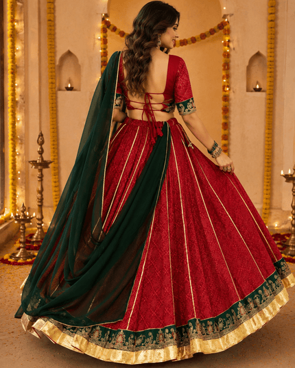 Bandhej Foil Print Georgette Lehenga Choli | Navratri Festive Wear - Rosepetals Luxe