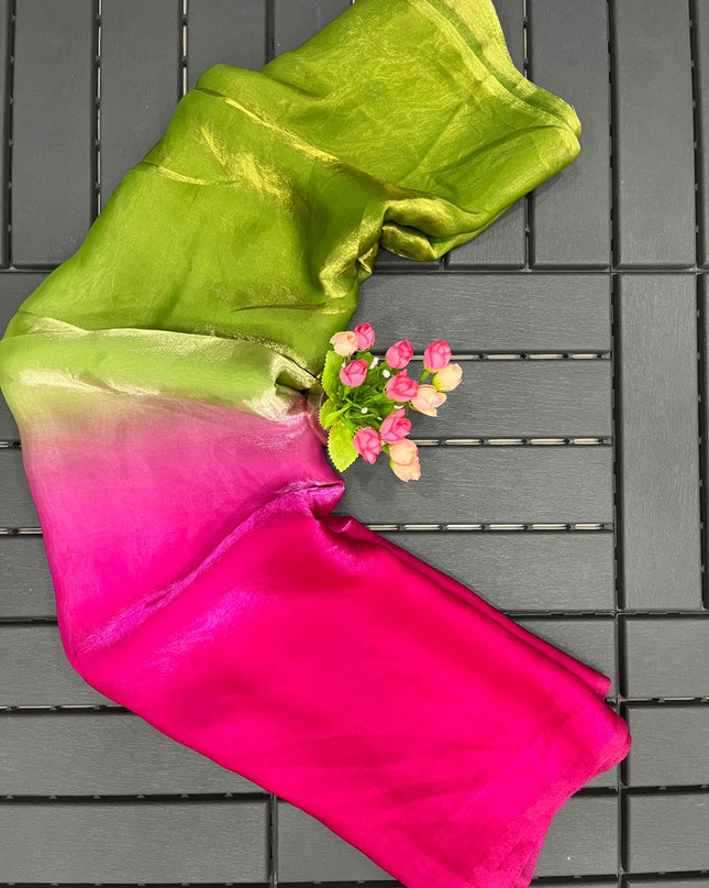 Beautiful Designer Two - Tone Fancy Satin Silk Saree - Rosepetals Luxe