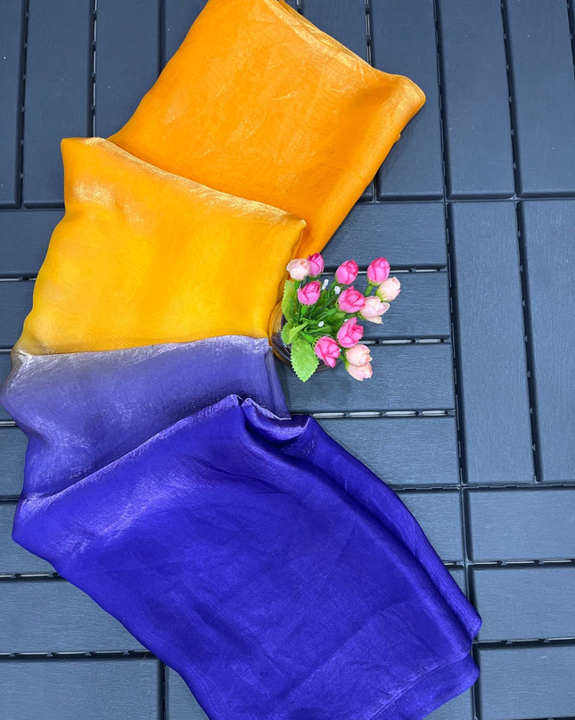 Beautiful Designer Two - Tone Fancy Satin Silk Saree - Rosepetals Luxe