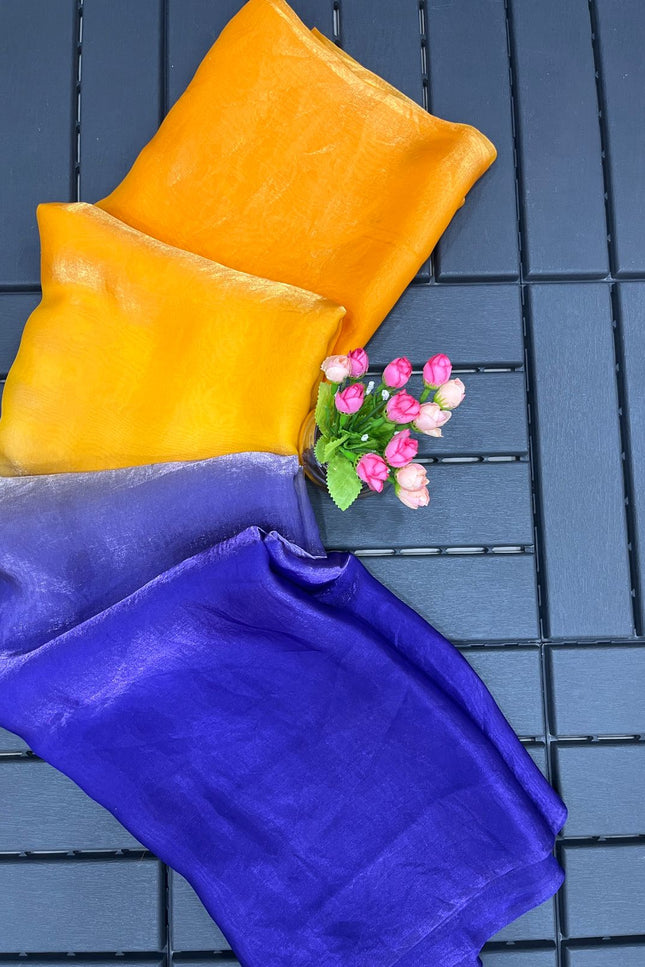 Beautiful Designer Two - Tone Fancy Satin Silk Saree - Rosepetals Luxe