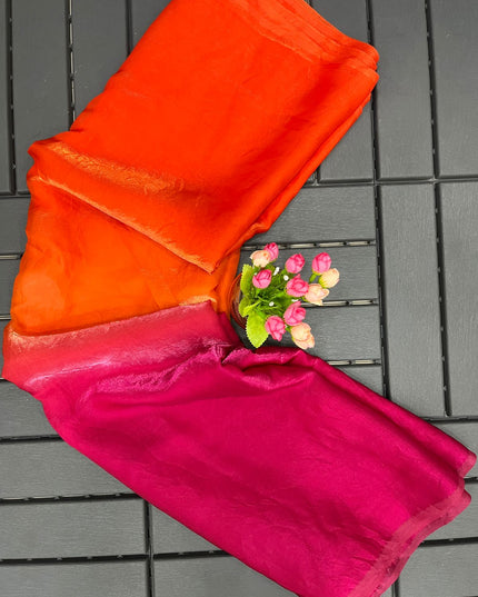 Beautiful Designer Two - Tone Fancy Satin Silk Saree - Rosepetals Luxe