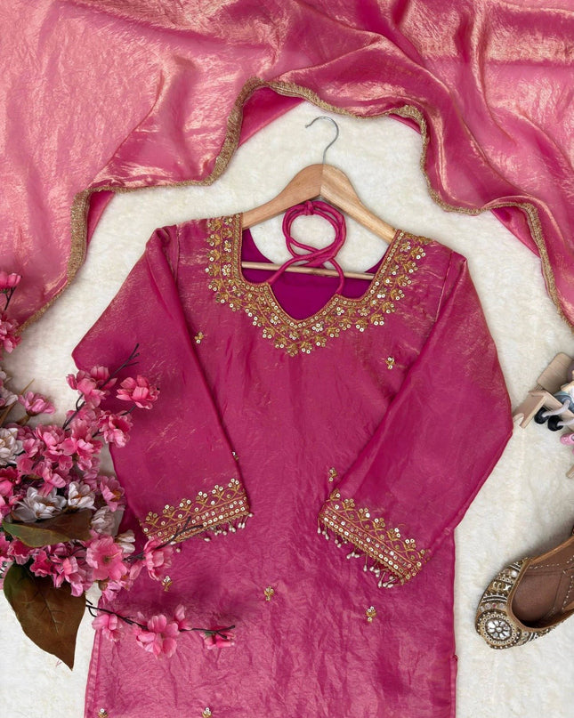 Beautiful Fandy Silk Kurti Set | Perfect Blend of Tradition & Style - Rosepetals Luxe