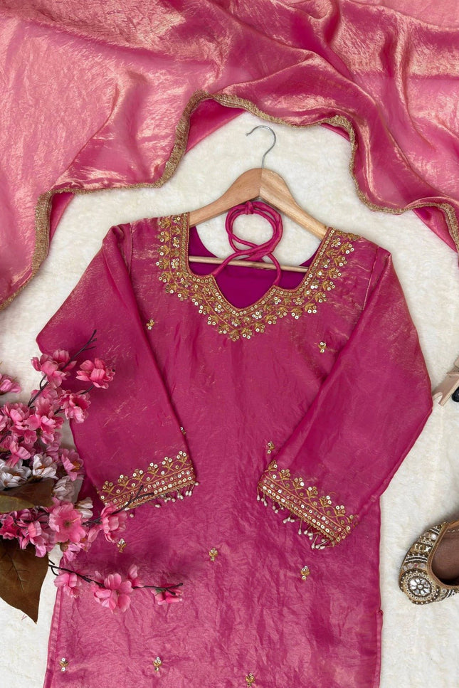 Beautiful Fandy Silk Kurti Set | Perfect Blend of Tradition & Style - Rosepetals Luxe