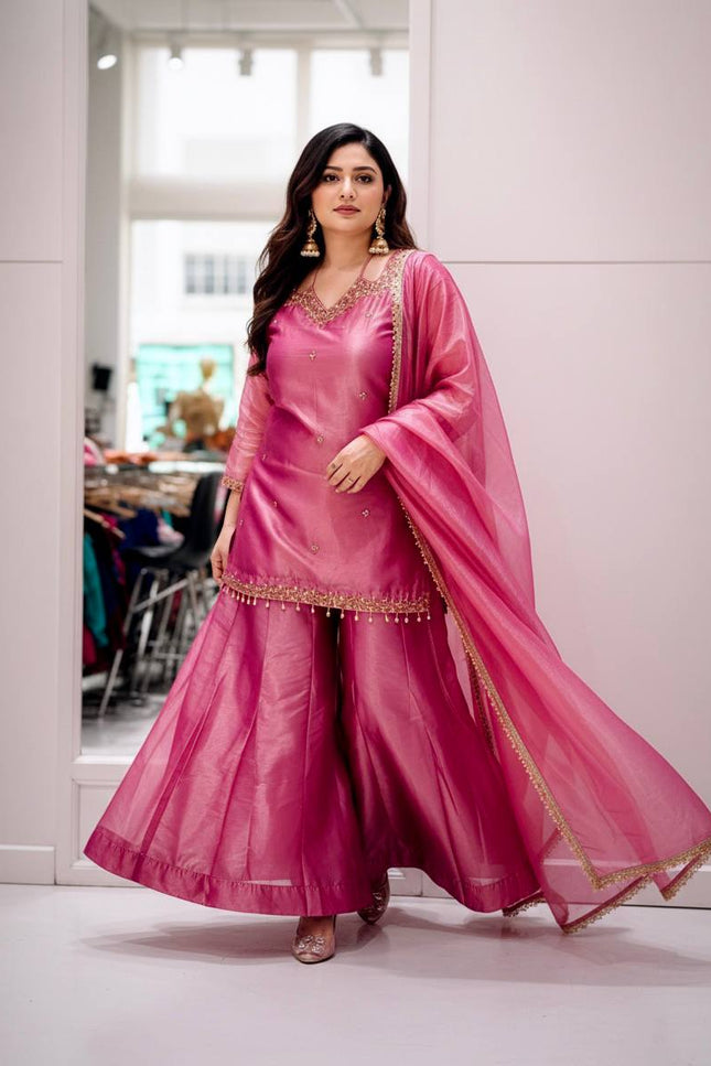 Beautiful Fandy Silk Kurti Set | Perfect Blend of Tradition & Style - Rosepetals Luxe