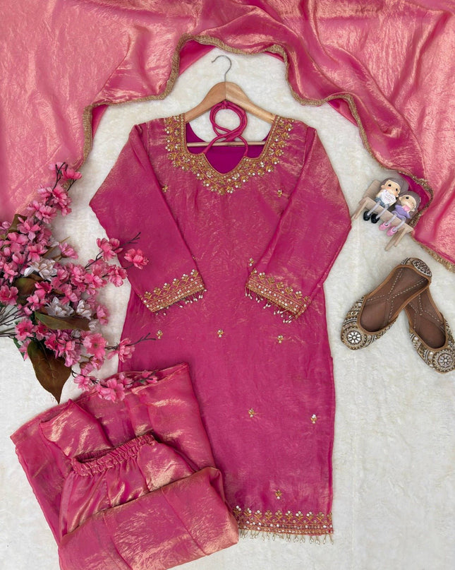 Beautiful Fandy Silk Kurti Set | Perfect Blend of Tradition & Style - Rosepetals Luxe