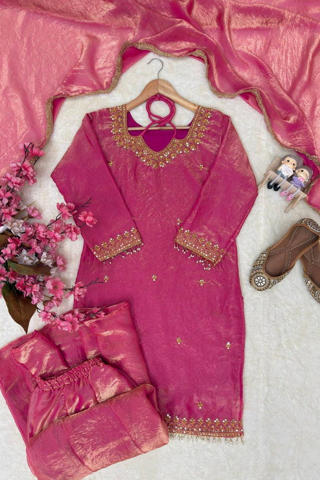 Beautiful Fandy Silk Kurti Set | Perfect Blend of Tradition & Style - Rosepetals Luxe