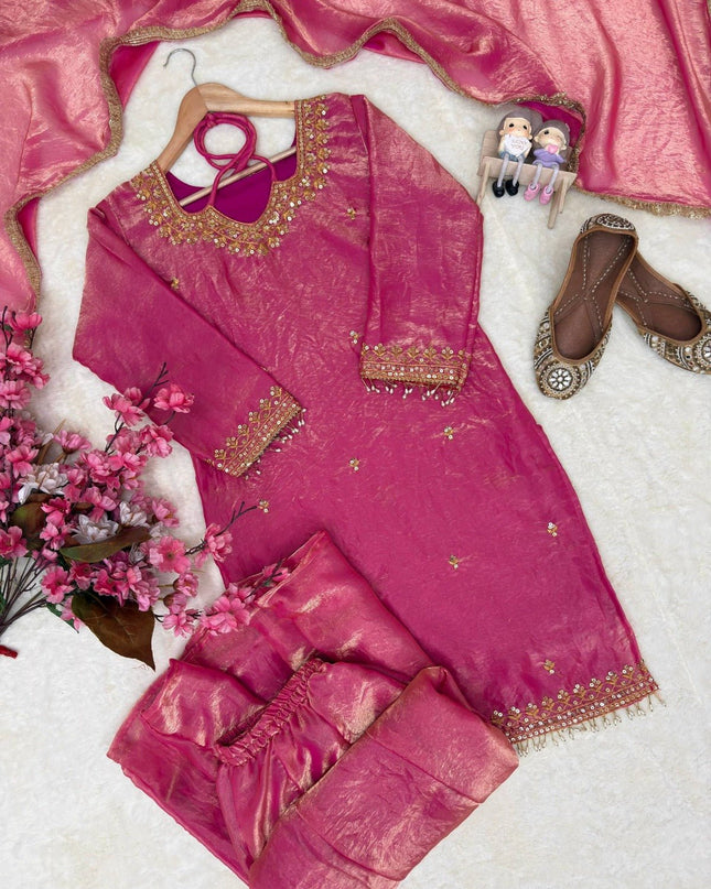 Beautiful Fandy Silk Kurti Set | Perfect Blend of Tradition & Style - Rosepetals Luxe