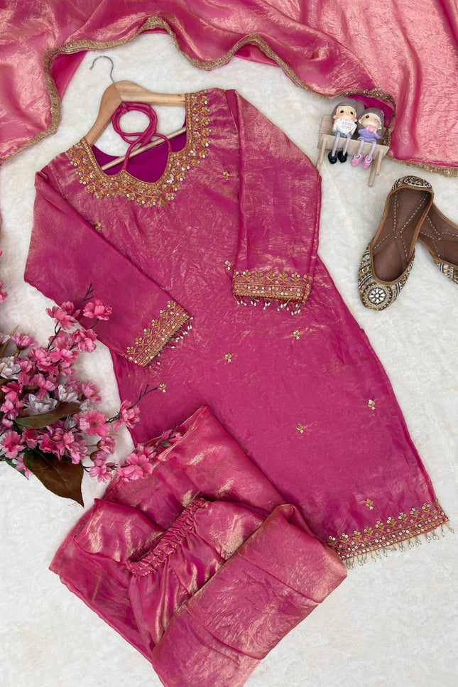Beautiful Fandy Silk Kurti Set | Perfect Blend of Tradition & Style - Rosepetals Luxe